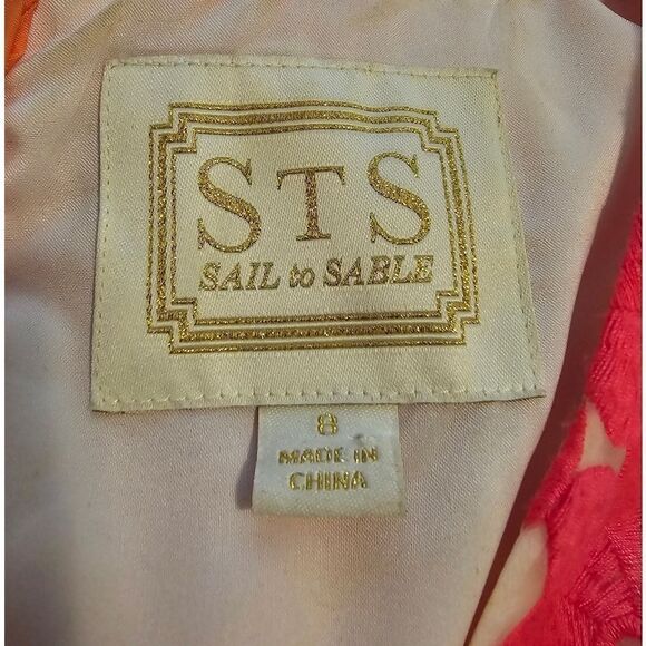 SAIL‎ TO SABLE STS Neon Pink Floral Overlay Dress - Size 8 - Picture 9 of 10